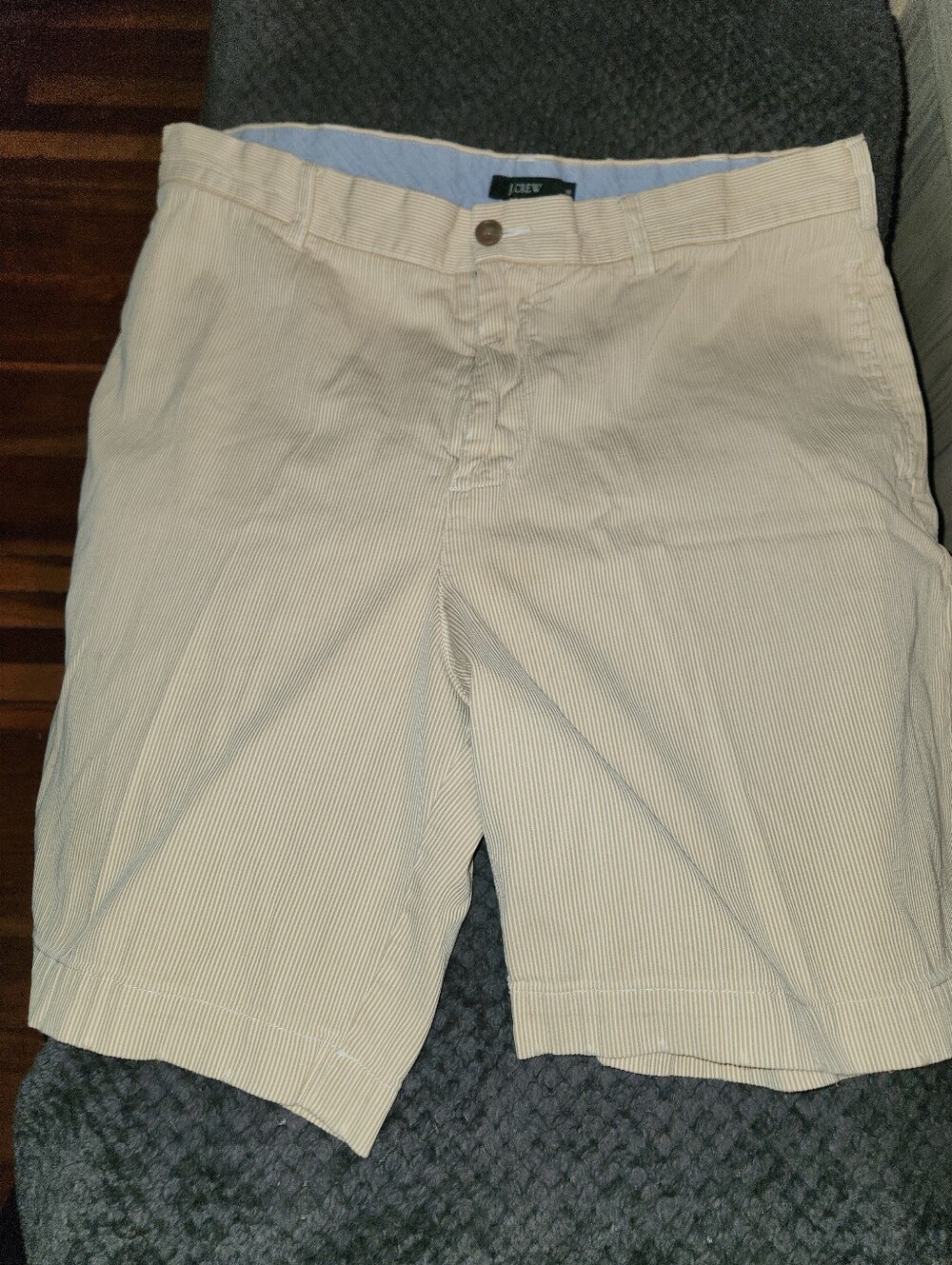 Vintage J.Crew Men’s 38 Seersucker Pinstripe Shorts 100% Cotton Hong Kong Preppy